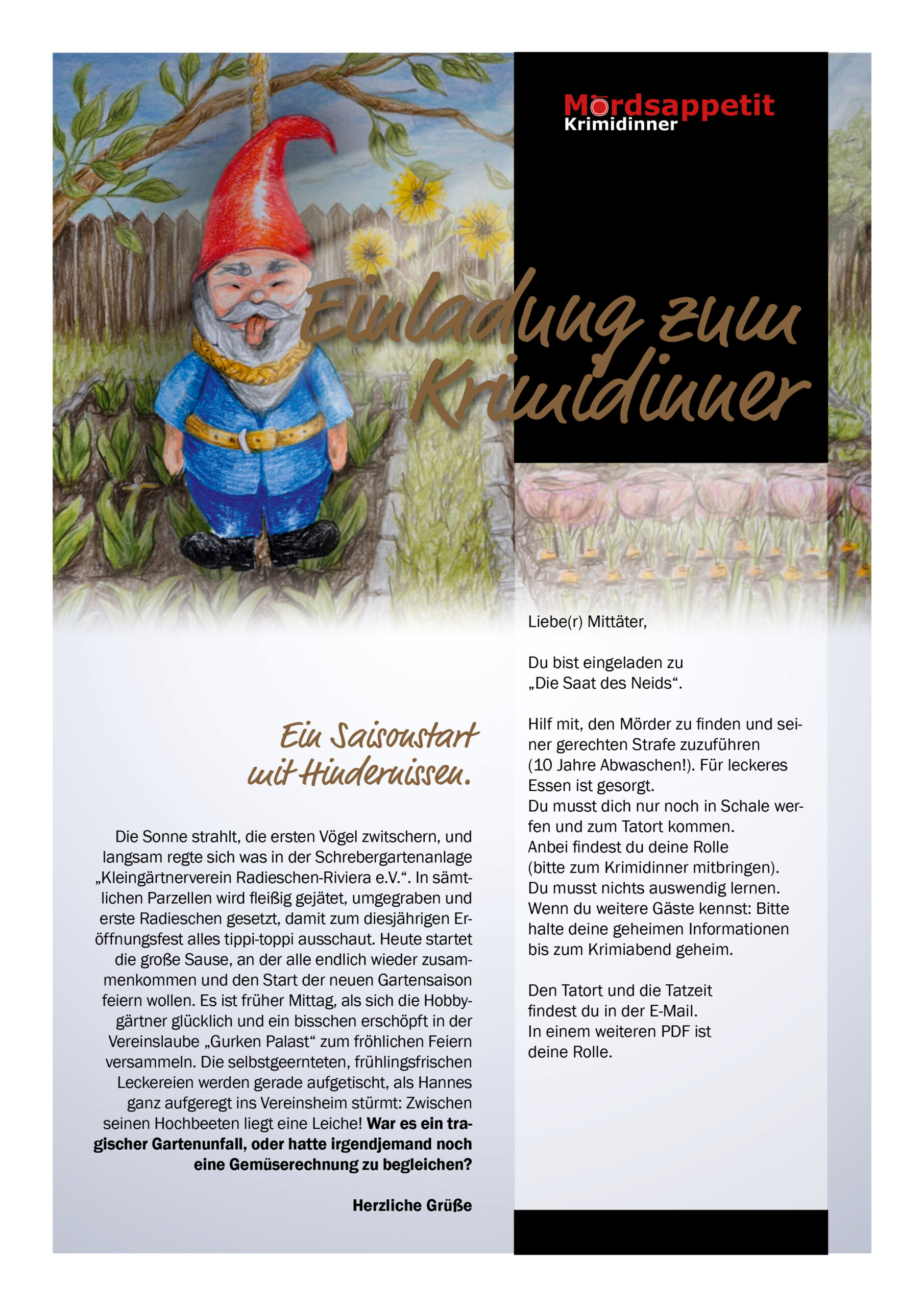 Einladung Schrebergartenkrimi - Die Saat des Neids
