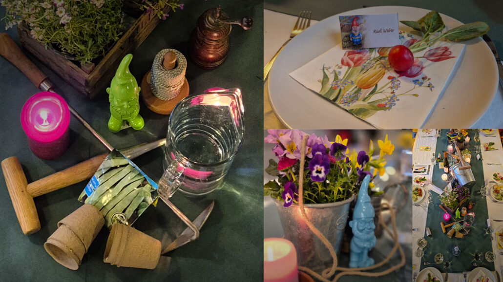 Tischdeko Schrebergartenkrimidinner Die Saat des Neids